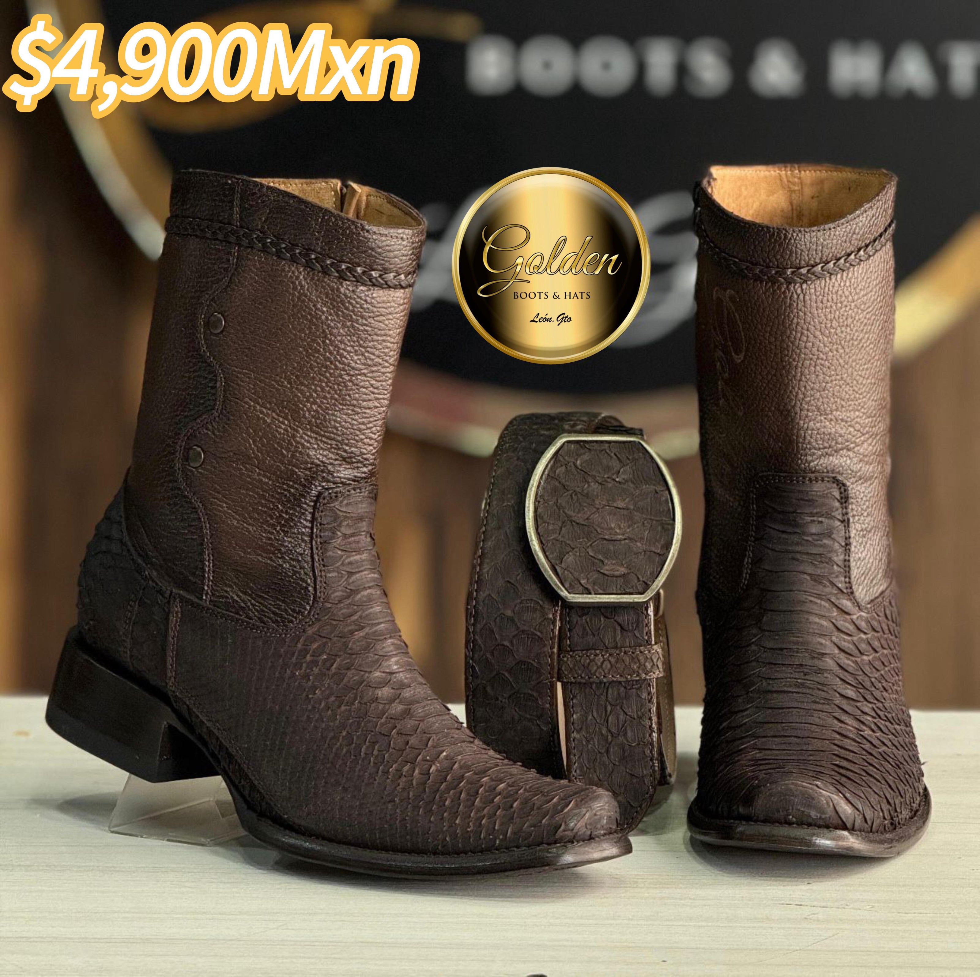 Botín Golden Piton Nobuk Café