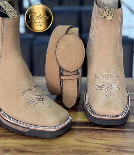 Botín Bulldog Golden Suela Doble Dencidad Arena Nobuk