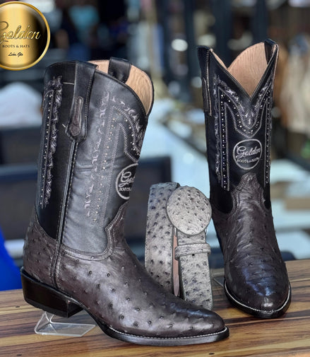 Oval Golden Aveztruz Gris