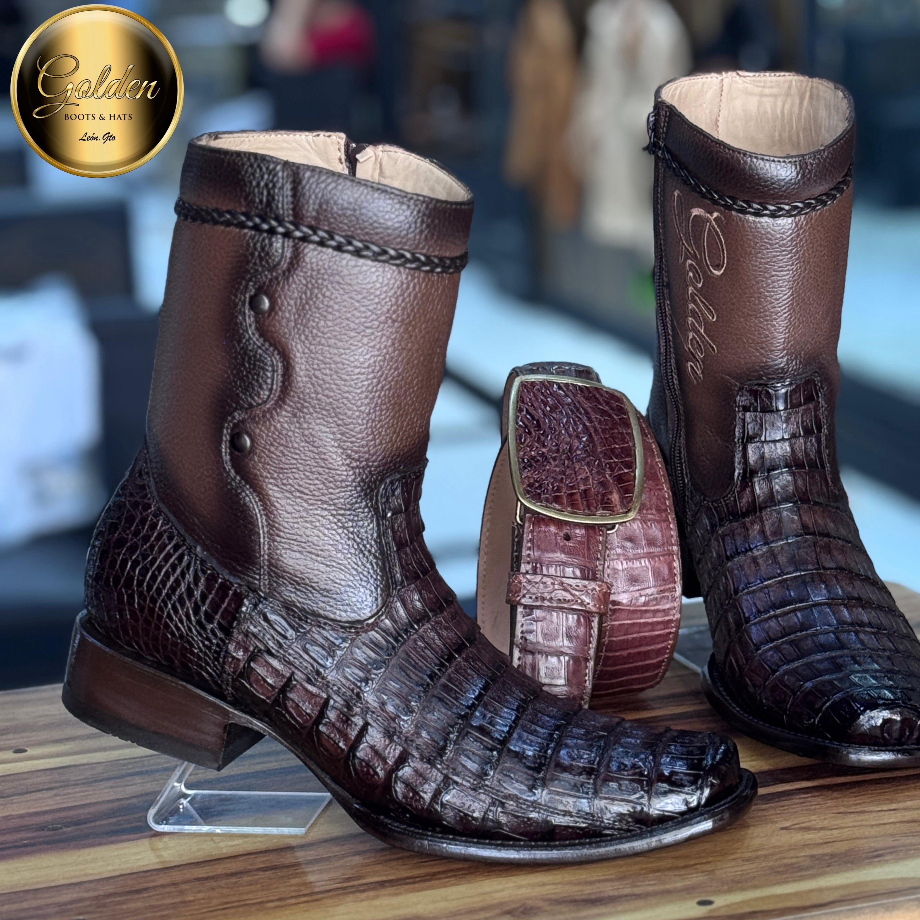 Botín Golden Cocodrilo Café