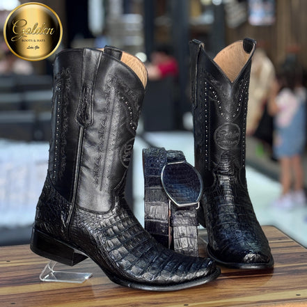 Bota Dubay Golden Cocodrilo Panza Negro