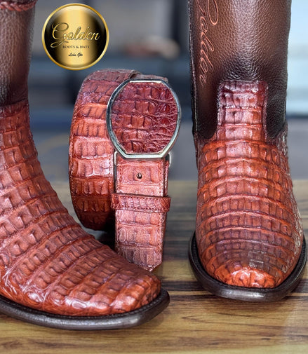 Botín Golden Cocodrilo Lomo Coñac