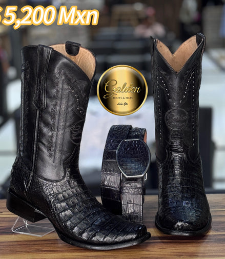 Bota Dubay Golden Cocodrilo Panza Negro