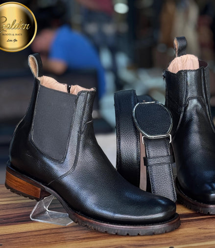 Botín Oval Golden Venado Negro Suela Truck ( Golden )