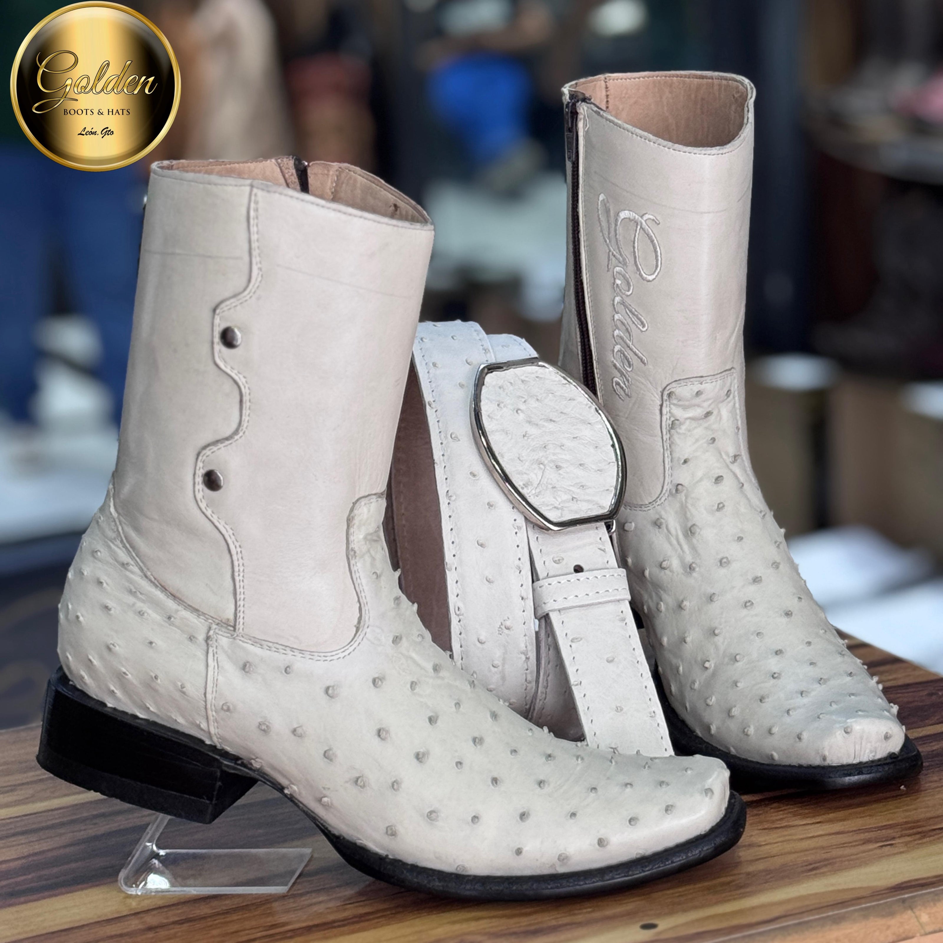 Botín Golden Aveztruz Hueso