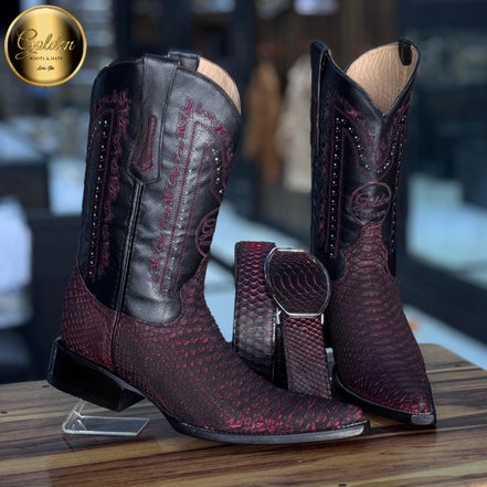 Bota Chihuahua Golden Piton Blaccherry