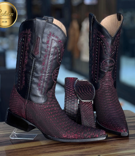 Bota Chihuahua Golden Piton Blaccherry