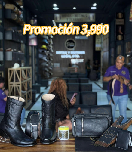 Promoción Combo 3,990 Botín & Cinto Más Varios Accesorios Crema Cubre Polvo Cartera Pechera Saca Botas