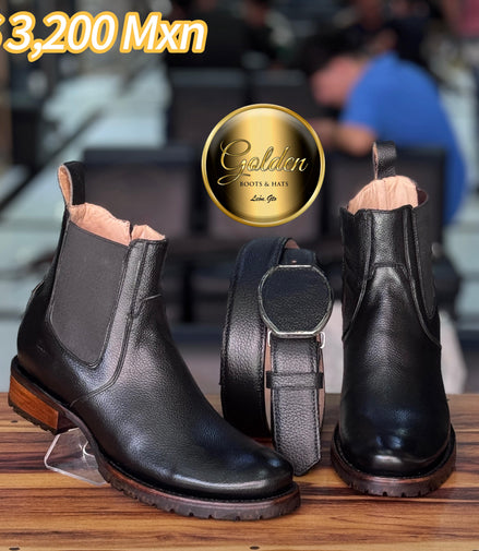 Botín Oval Golden Venado Negro Suela Truck ( Golden )