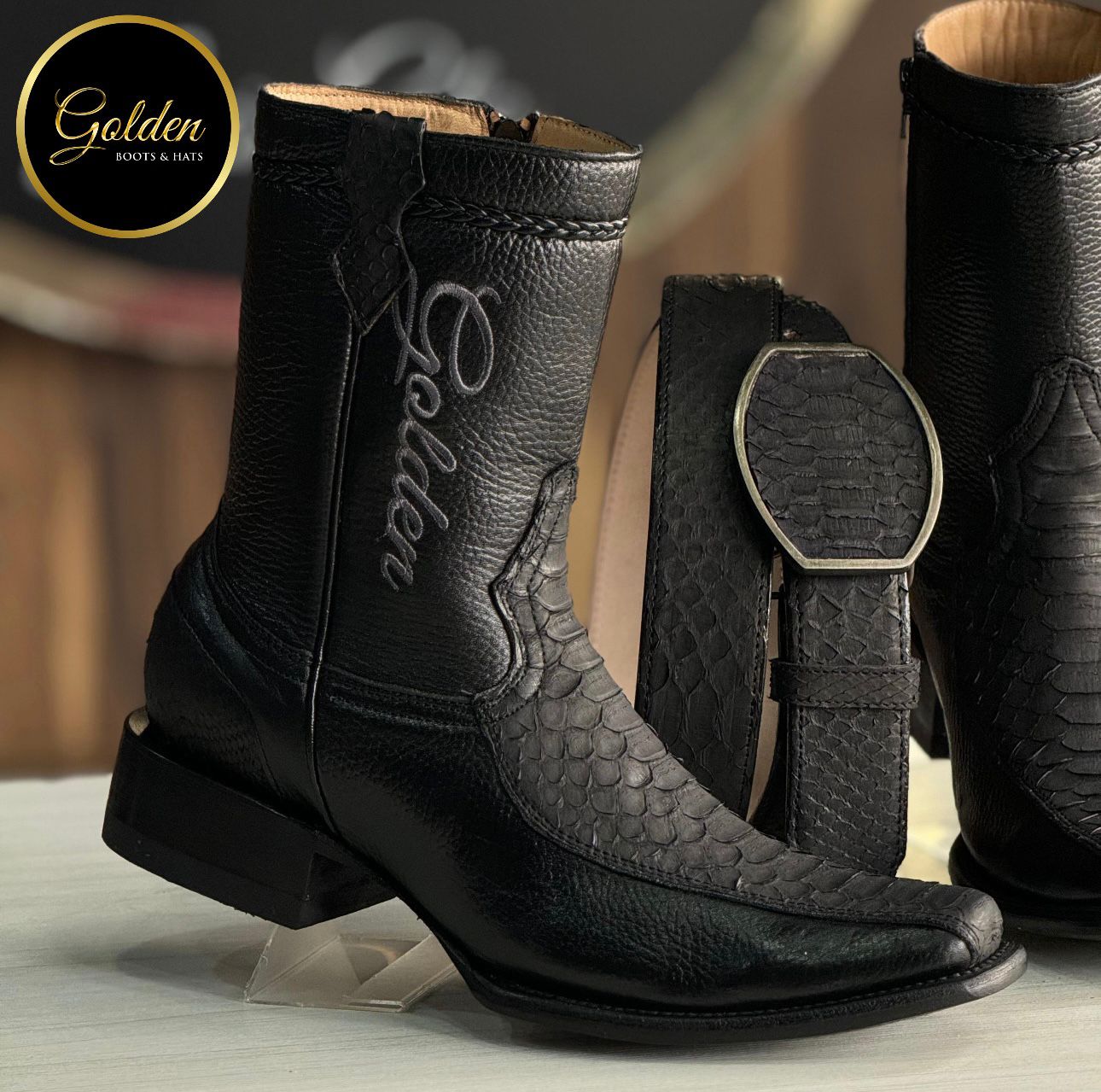 Botín Golden Orion Piton Nobuk Negro