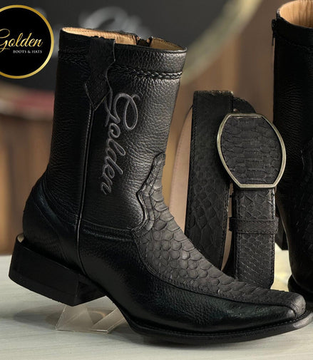 Botín Golden Orion Piton Nobuk Negro