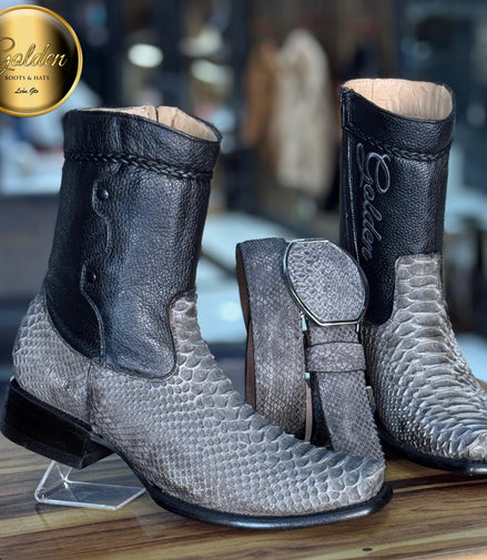 Botín Golden Piton Nobuk Gris