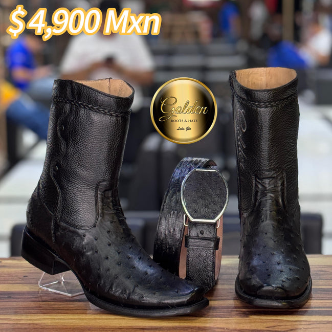 Botín Golden Aveztruz Negro