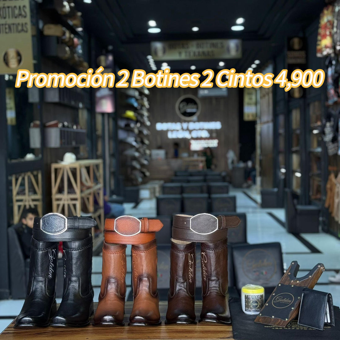 Promoción 2 Botines 2 Cintos Más 2 Kit De Limpieza