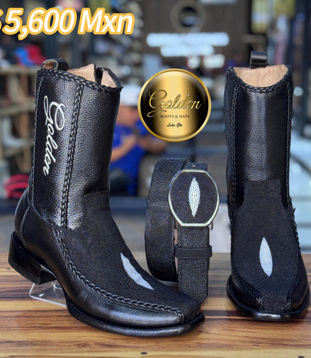 Botín Golden Valentin Mantarraya Negro