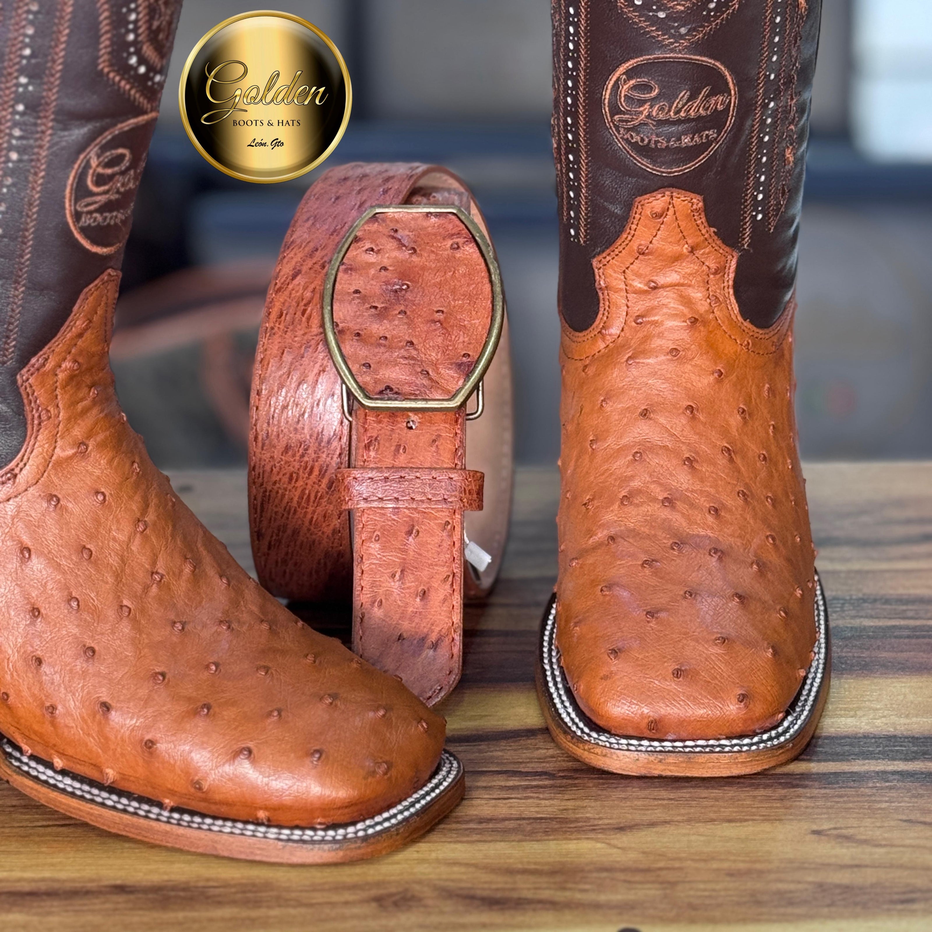 Bota Bulldog Golden Aveztruz Coñac