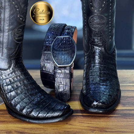Bota Dubay Golden Cocodrilo Panza Negro