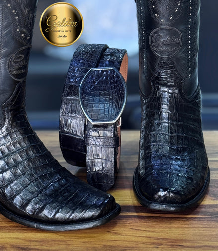 Bota Dubay Golden Cocodrilo Panza Negro
