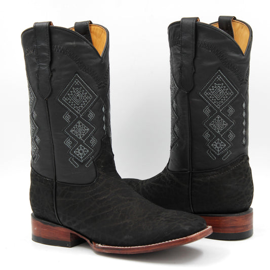 BOTA BULLDOG CUELLO DE TORO NEGRO EN SUELA DE CUERO