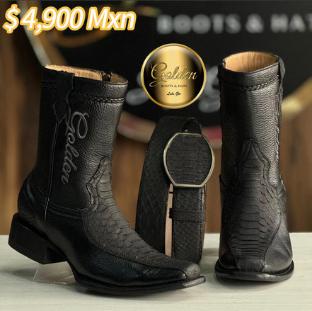 Botín Golden Orion Piton Nobuk Negro