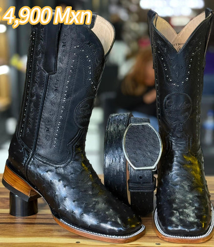 Bota Golden Bulldog Aveztruz Negro