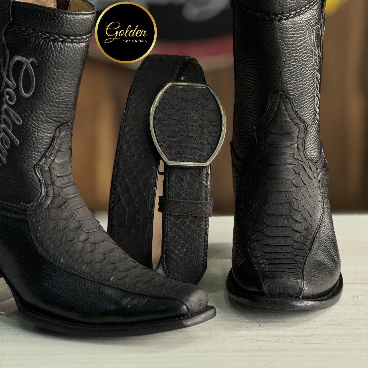 Botín Golden Orion Piton Nobuk Negro