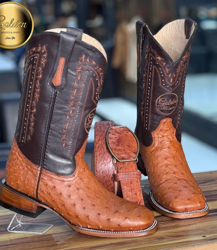 Bota Bulldog Golden Aveztruz Coñac