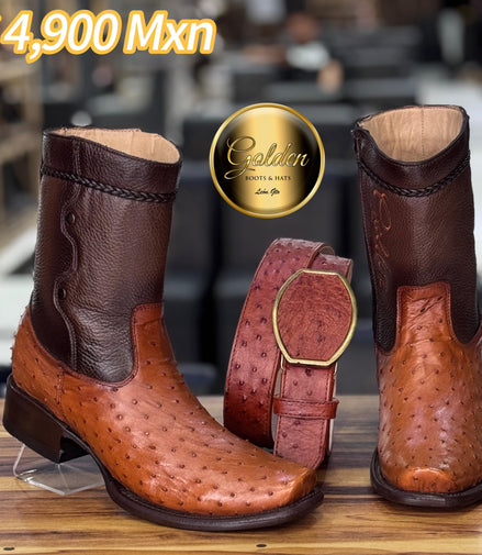 Botín Golden Aveztruz Coñac