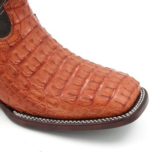 BOTA BULLDOG COCODRILO LOMO COLOR COÑAC SUELA DE CUERO