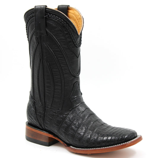 BOTA BULLDOG COCODRILO PANZA NEGRO PREMIUN SUELA DE CUERO