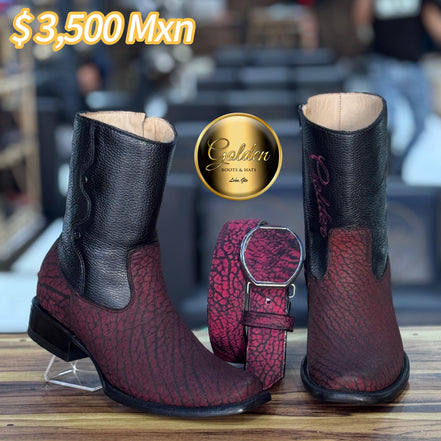 Botín Golden Cuello De Toro Vino Con Cierre