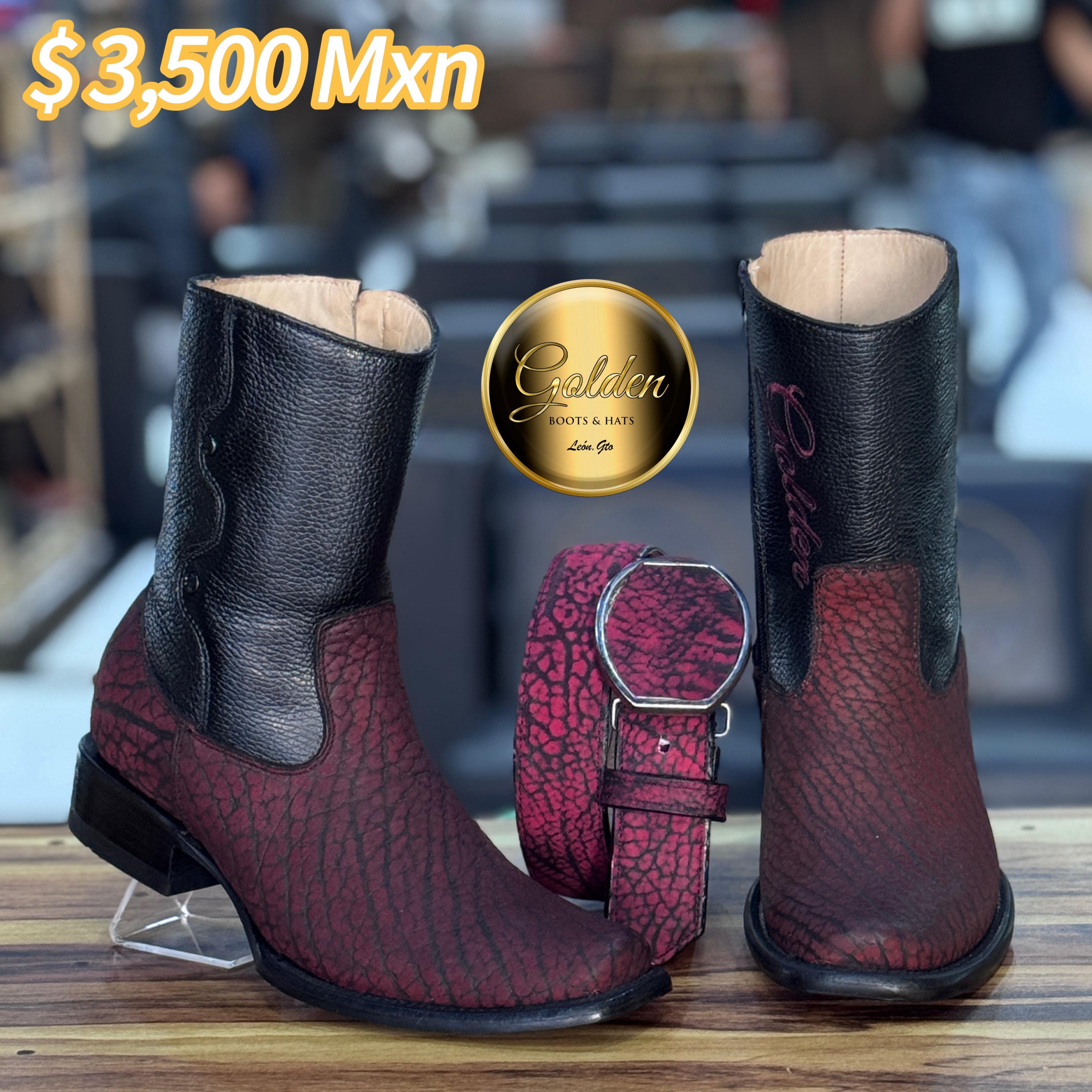 Botín Golden Cuello De Toro Vino Con Cierre