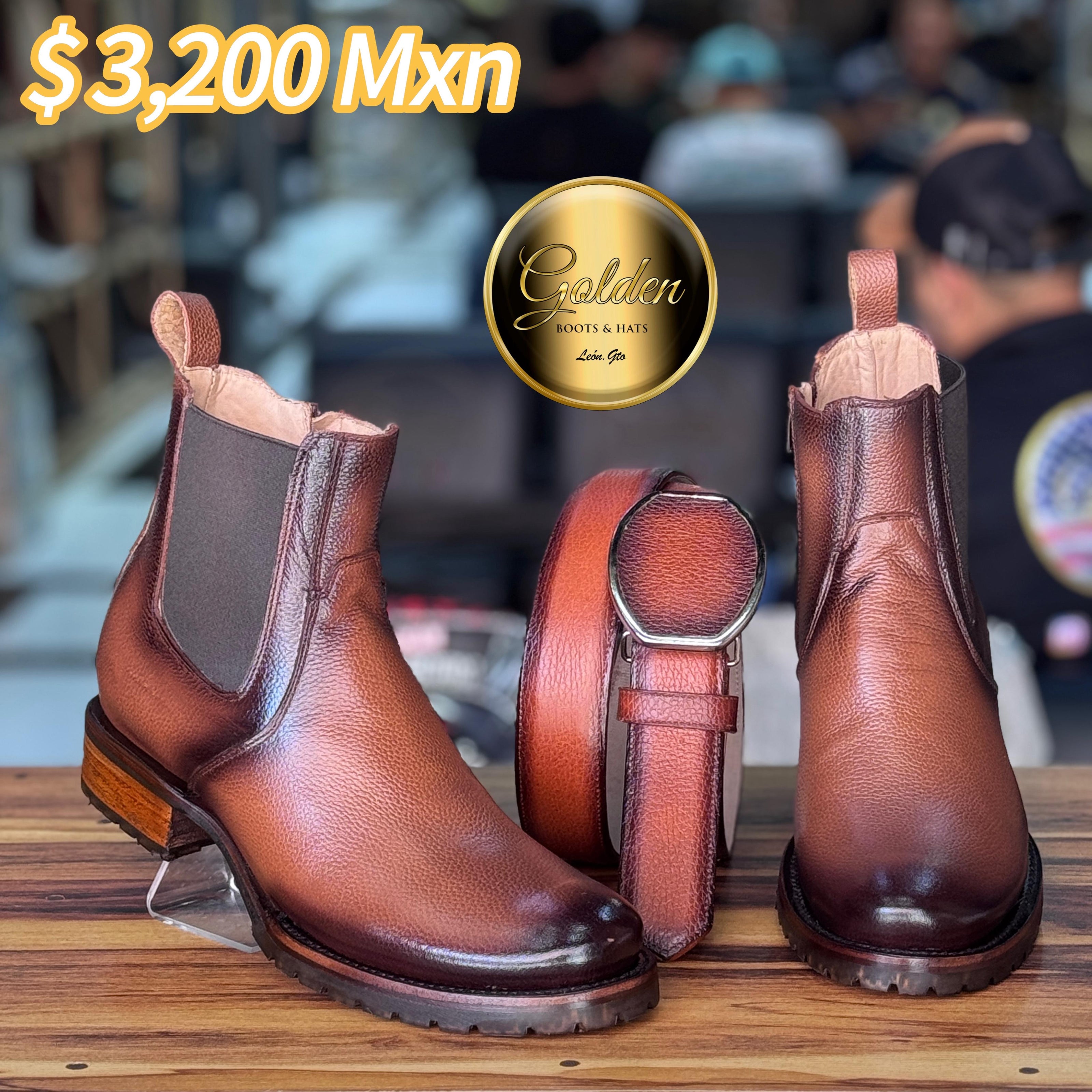 Botín Oval Golden Venado Brandy Suela Truck ( Golden )