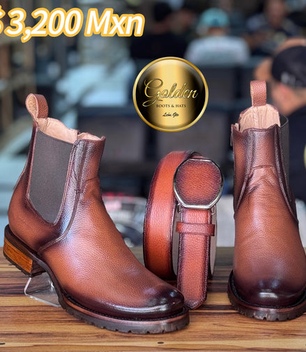 Botín Oval Golden Venado Brandy Suela Truck ( Golden )