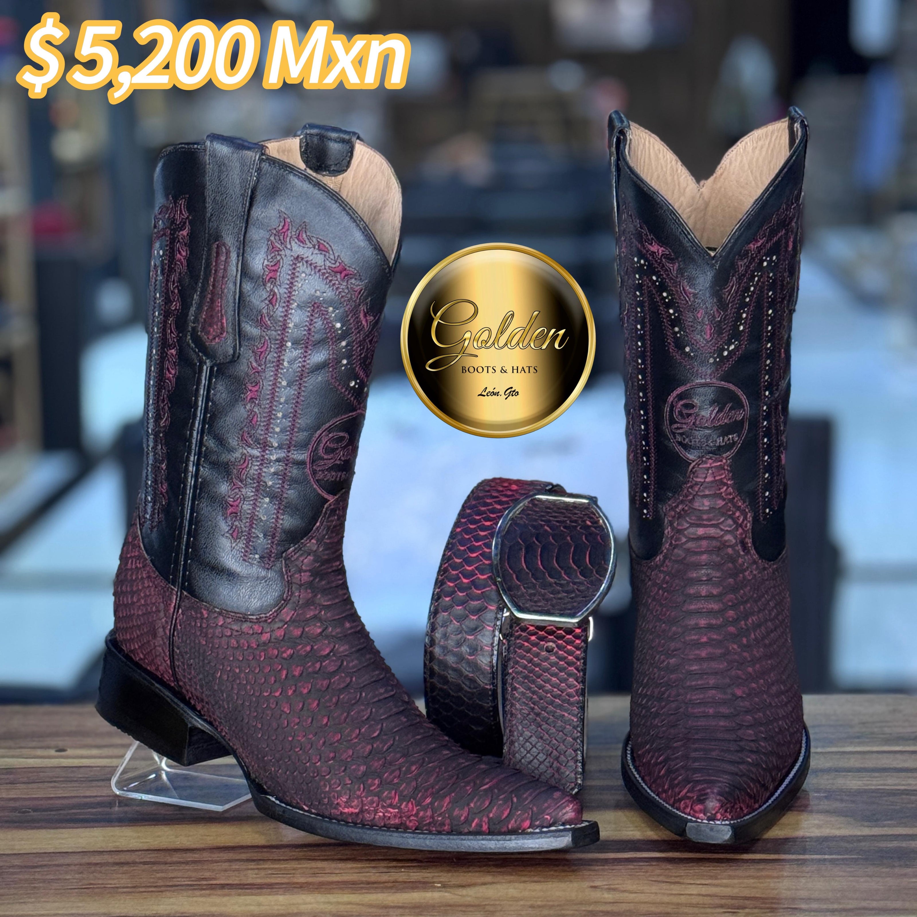 Bota Chihuahua Golden Piton Blaccherry