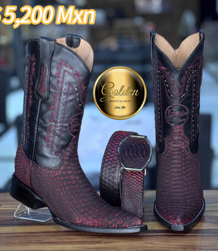 Bota Chihuahua Golden Piton Blaccherry