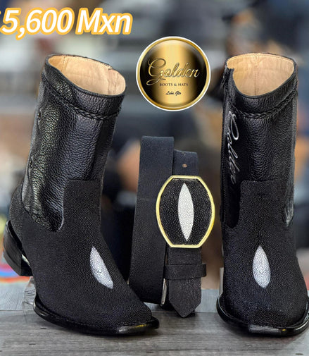 Botín Golden Mantarraya Macho Negro
