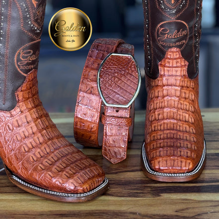 Bota Bulldog Golden Cocodrilo Lomo Coñac