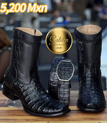 Botín Golden Cocodrilo Panza Negro