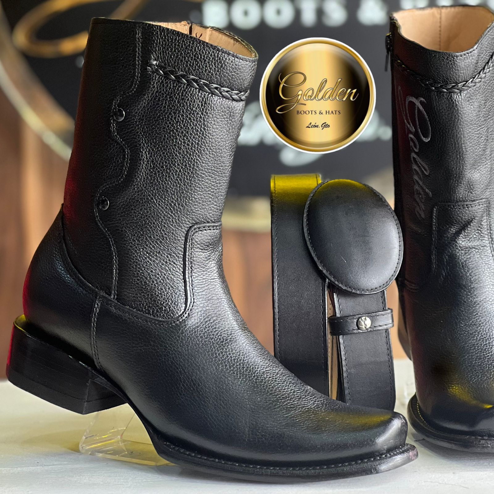 Botín Golden Venado Negro & Cinto