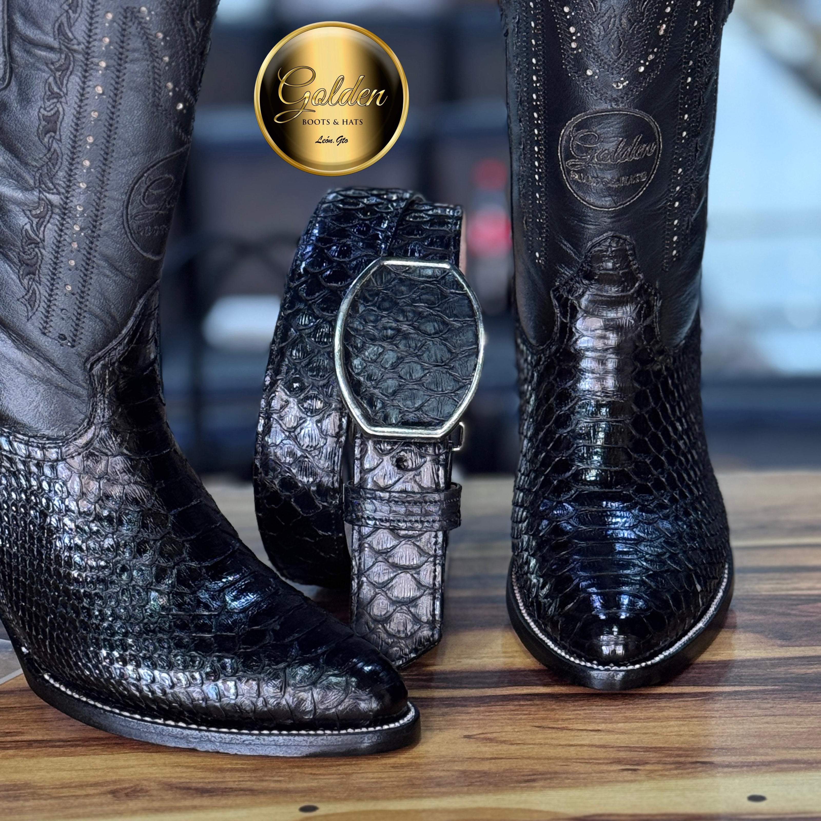 Oval Golden Piton Negro Brilloso