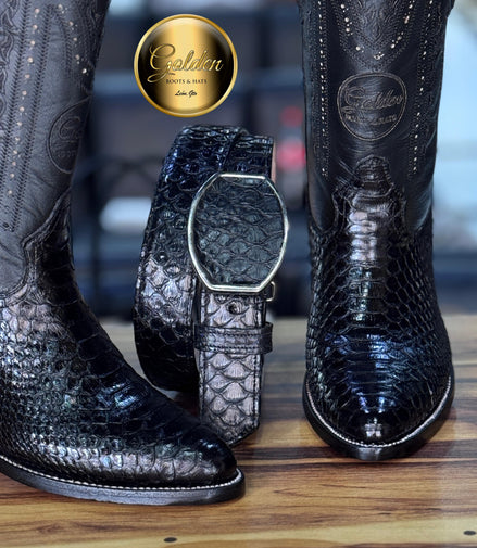 Oval Golden Piton Negro Brilloso