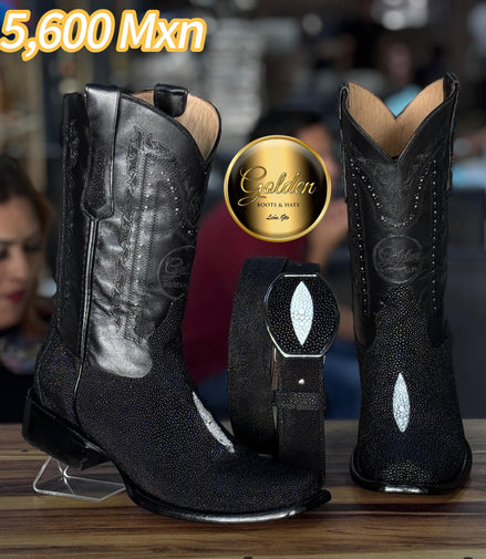 Bota Dubay Golden Mantarraya Macho Negro