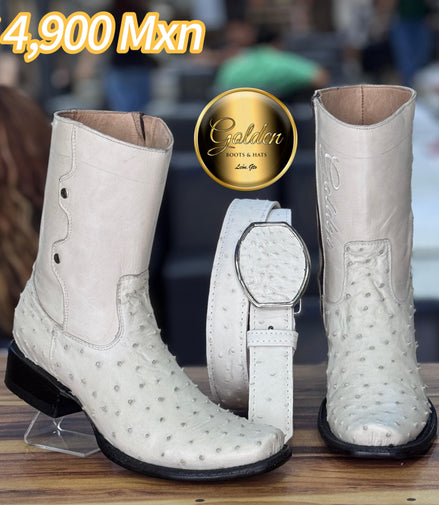 Botín Golden Aveztruz Hueso