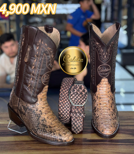 Bota Oval Golden Piton Taupe