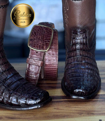 Botín Golden Cocodrilo Café